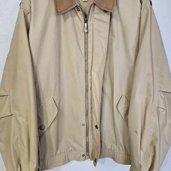 Vintage Men's London Fog Bomber Style Beige Jacket Preppy Casual Size L - Picture 6 of 11